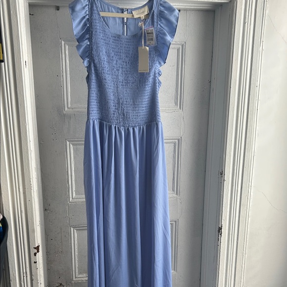 MELLODAY Dresses & Skirts - NWT Bloomingdale’s Melloday Chic Blue Ruffle Sleeve Maxi Dress- XS